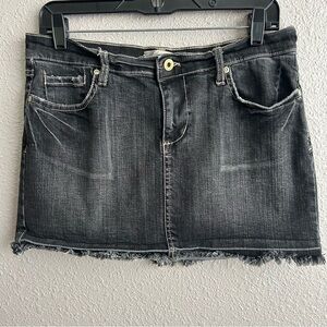 Old Navy Y2K black ultra low rise cutoff denim mini skirt